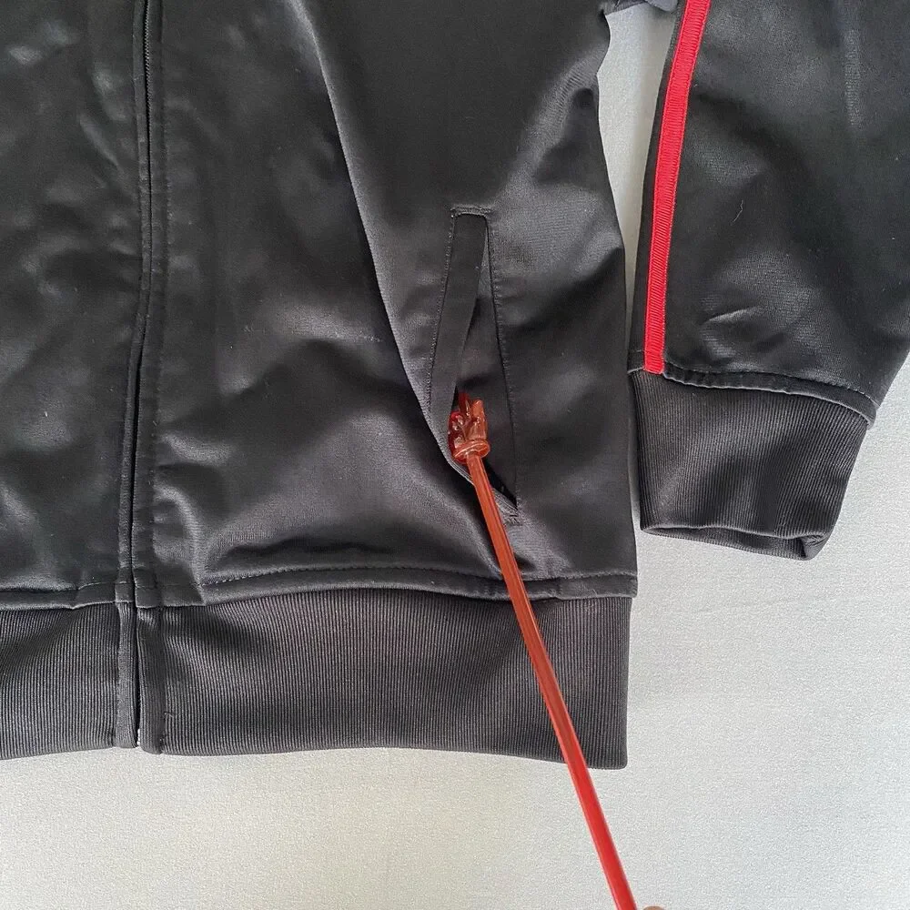 Starter Boy's Track Jacket Medium 8 Black Red Full Zip Athletic Youth Logo